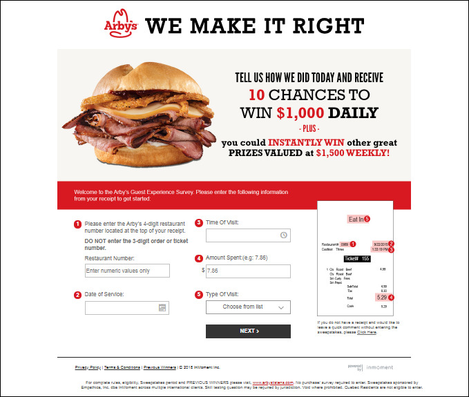 arbys survey 