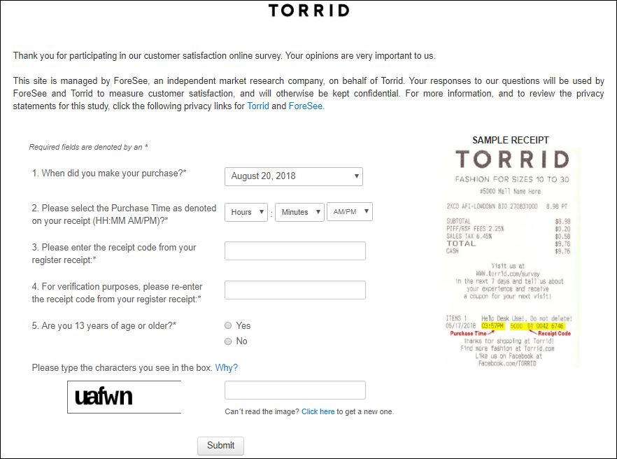 torrid survey 3
