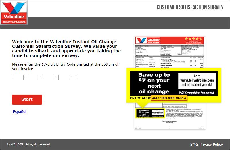 valvoline survey