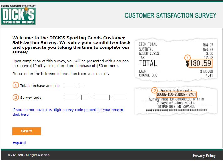 Dick's Sporting Goods survey