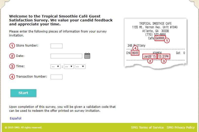tropical smoothie cafe survey