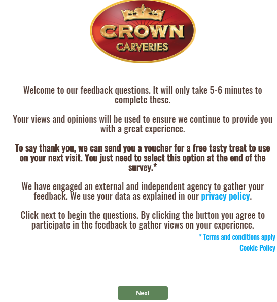 Crown Carvery survey