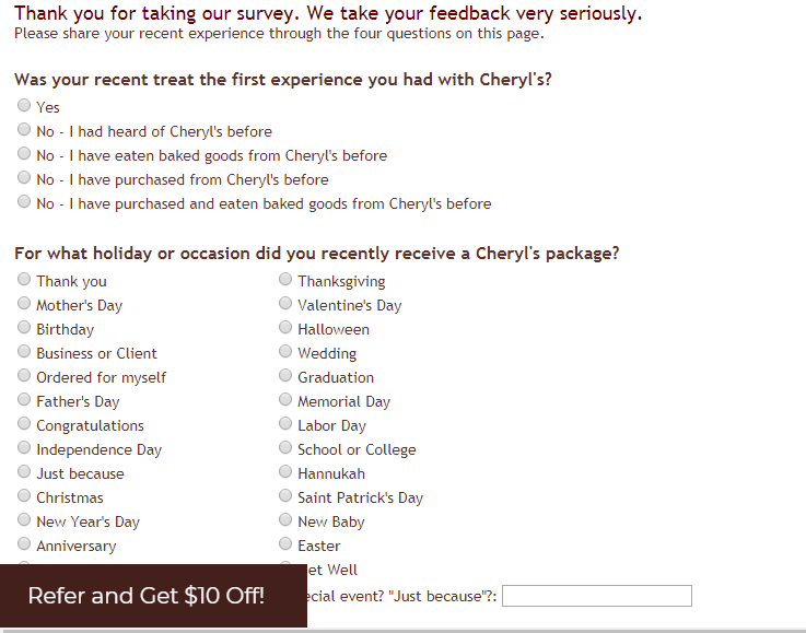 Cheryl's Customer Satisfaction Survey