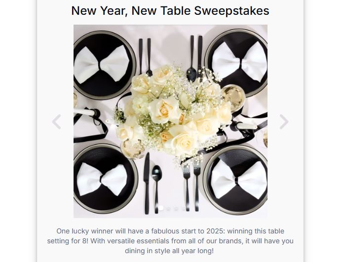 Lenox New Year, New Table Sweepstakes