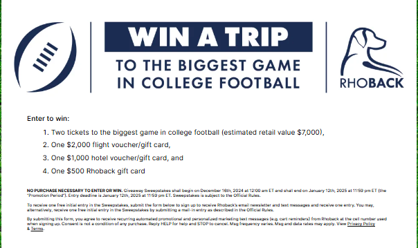Rhoback College Football Experience Giveaway Rhoback College Football Experience Giveaway
