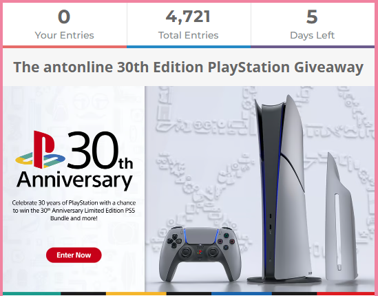 antonline 30th Anniversary PlayStation Giveaway antonline 30th Anniversary PlayStation Giveaway